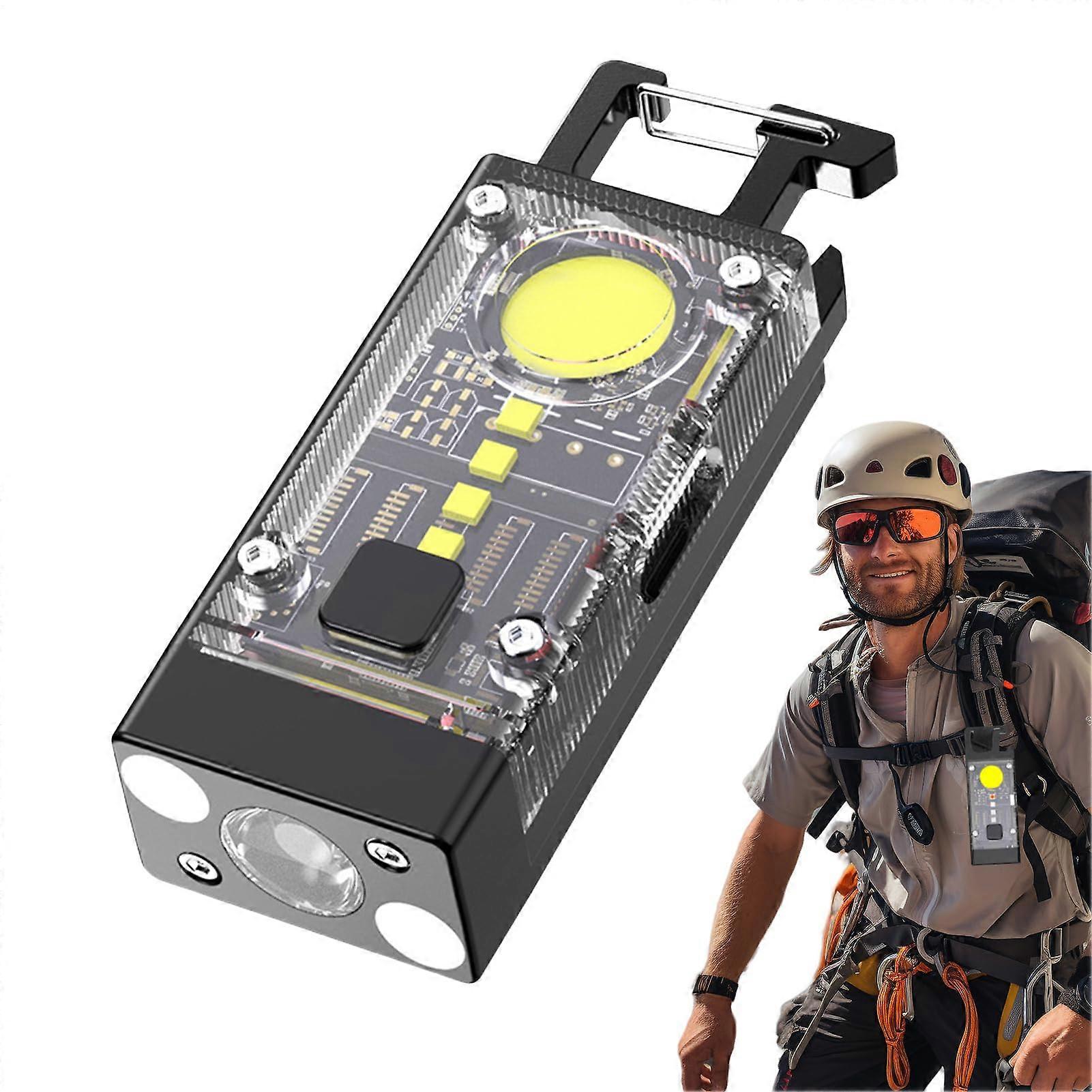 Waterproof Keychain Flashlight with 9 Lighting Modes, Solar Powered Mini LED Torch for Camping