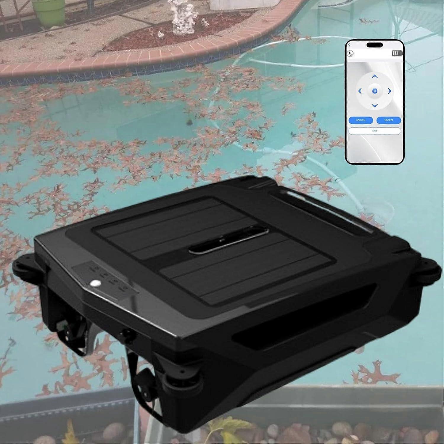 Solar Pool Skimmer Robot Cleaner with Dual Charging, 2 Speeds and Smart Obstacle Avoidance