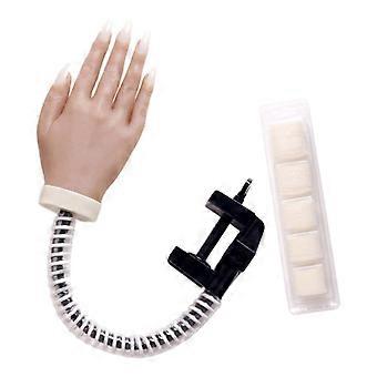 Practice Nail Art Hand with Holder, Flexible Silicone Mannequin Model for Reusable Nail Training