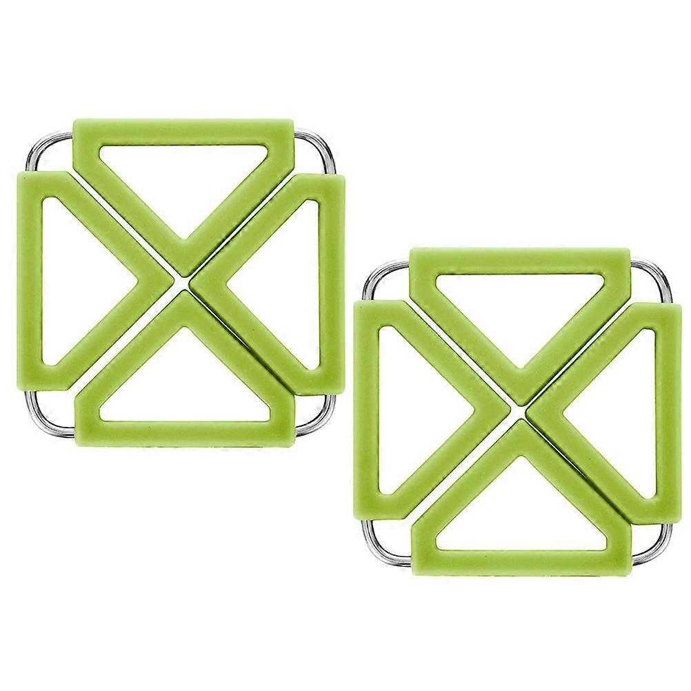 Foldable Table Pad Hot Pot Holder for Protection 2Pcs Non-Slip Coasters Green