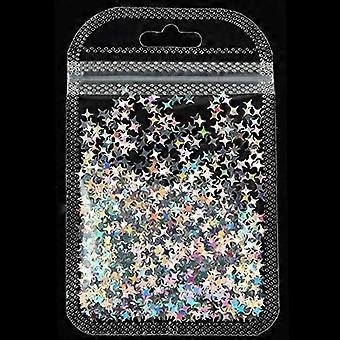 Nail Glitter 1g Silver Holographic Star Glitter for Nail Art Decoration and DIY Accessories