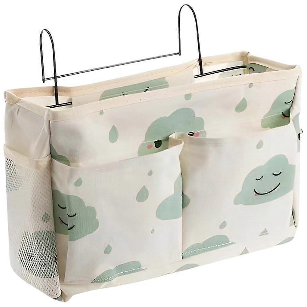 Bedside Storage Organizer with Iron Bar Clouds Pattern Dorm Bed Hanging Caddy SpaceSaving Design