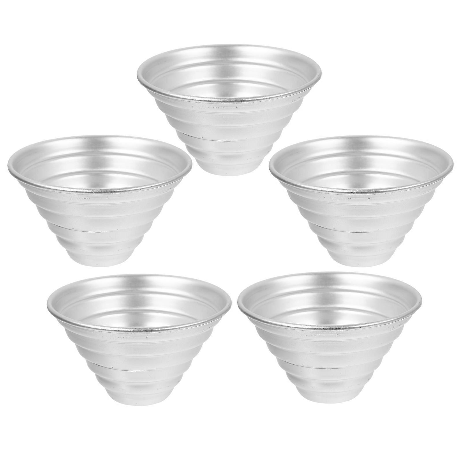 Multi-Function Muffin Molds Cake Pan for Baking 5Pcs Nonstick Silver Tool