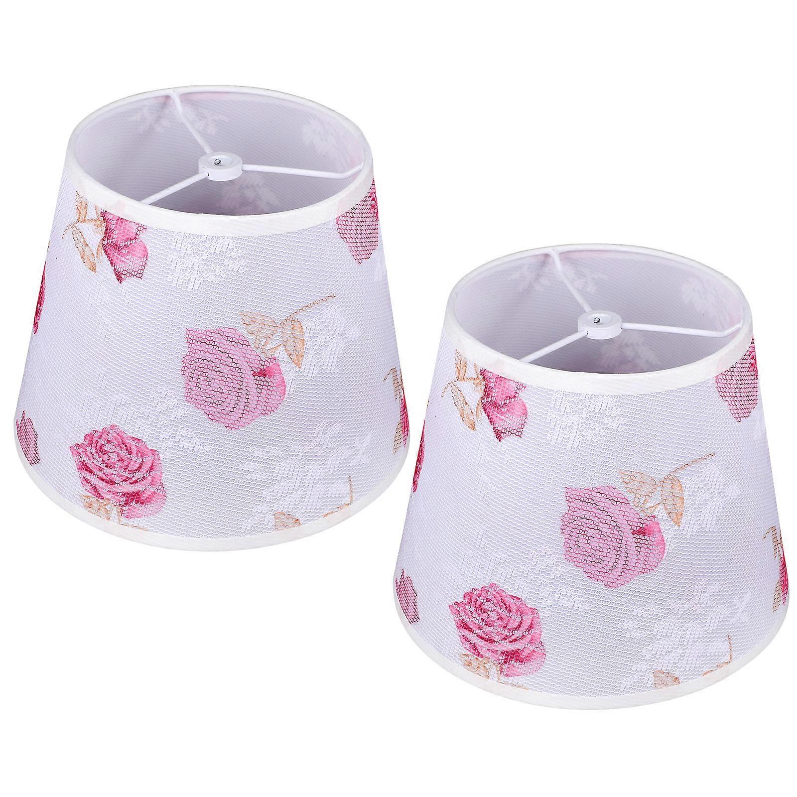 Flower Pattern Cloth Lampshade for Home 2Pcs Accessory