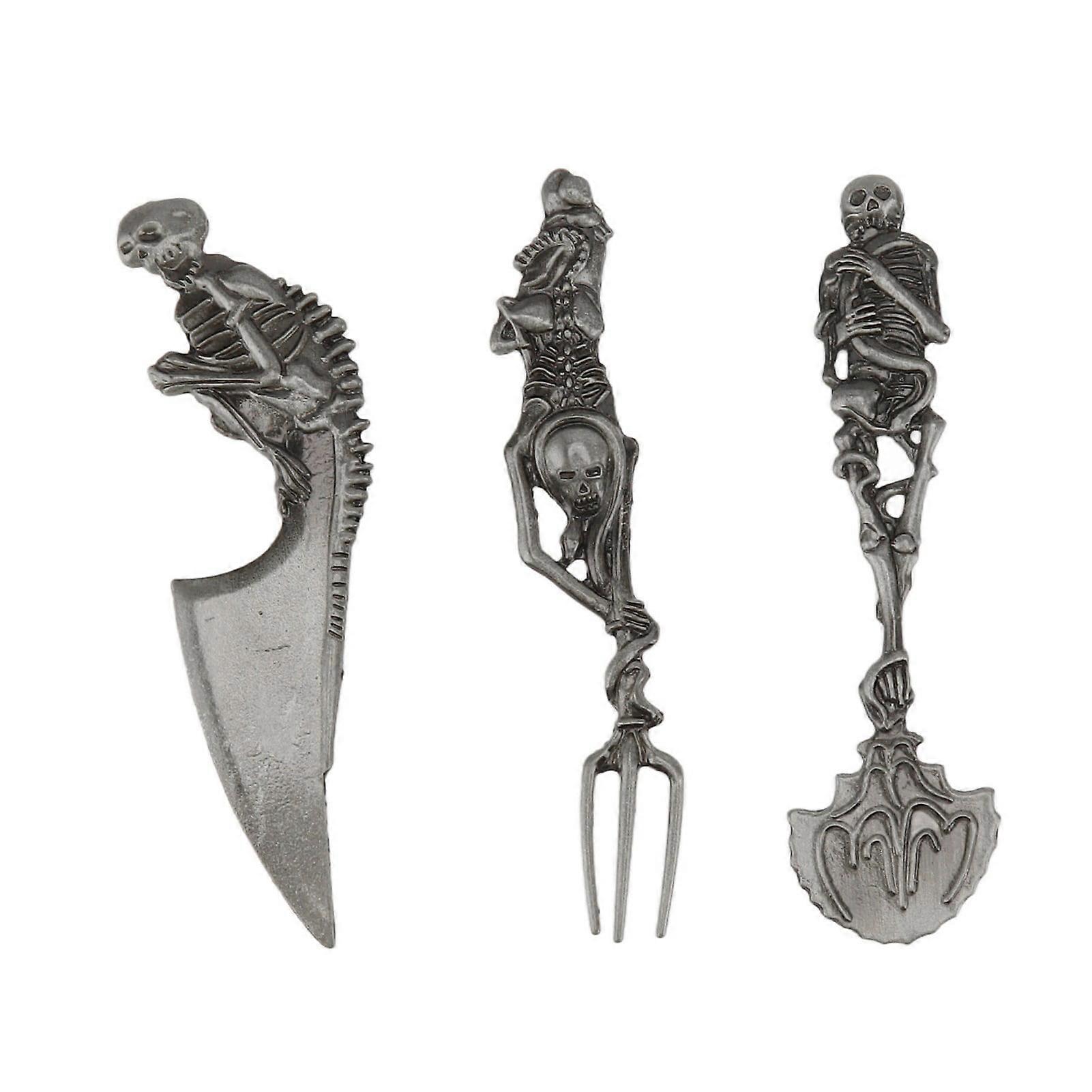 Skeleton Fork Spoon Knife, Skeletal Cutlery Sets Rust Meticulously Crafted For Dining Table