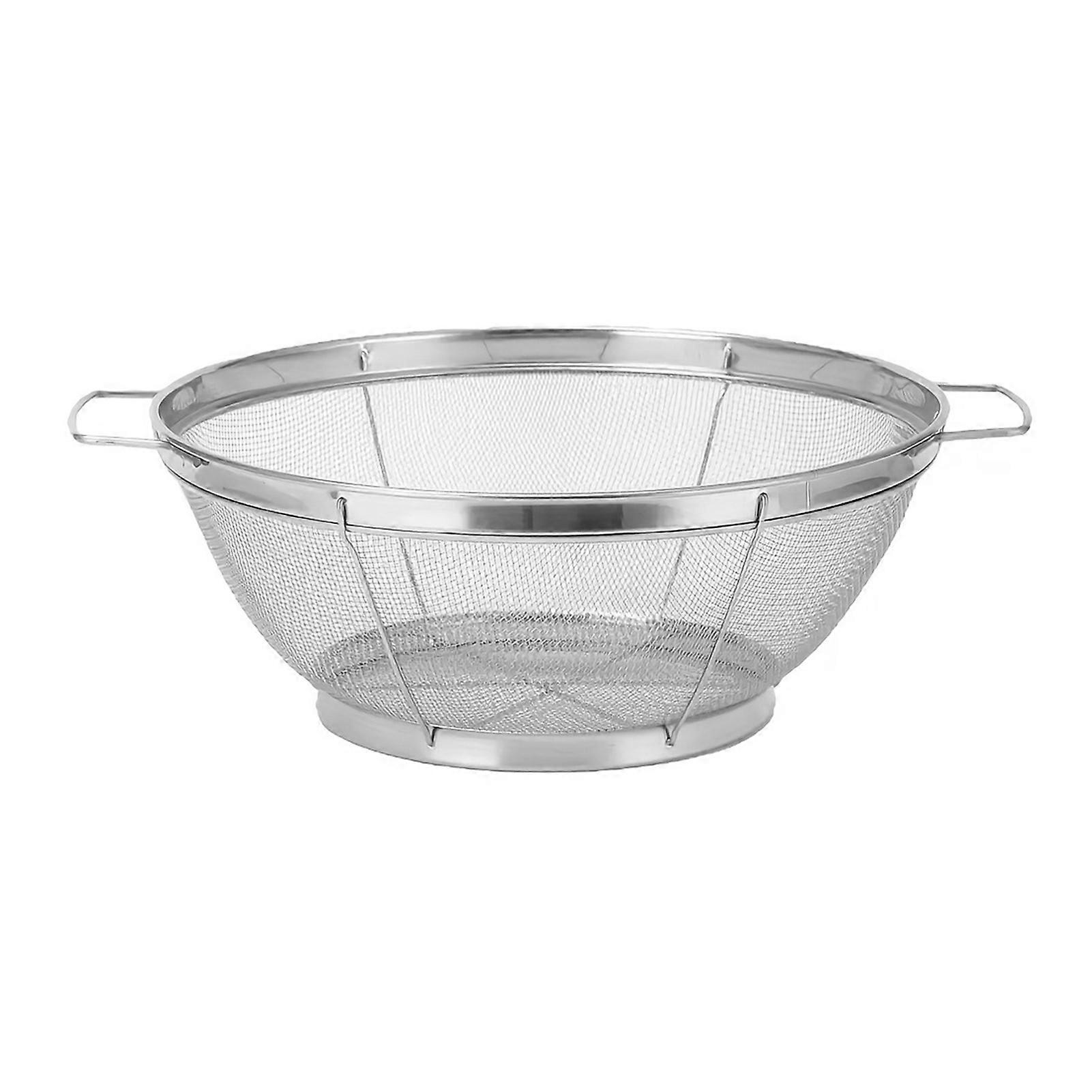 Strainer Basket with Handles and Resting Base for Fast Draining