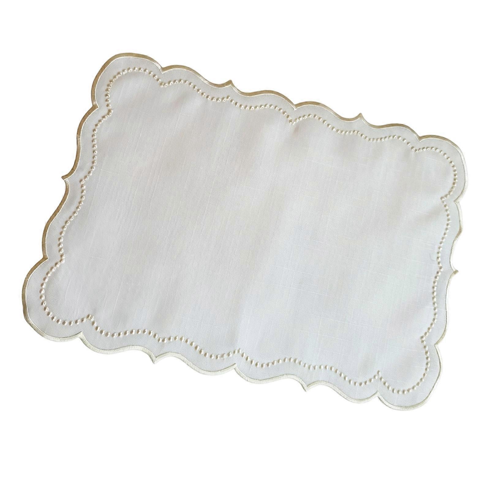 Practical Polyester Dining Table Mat Elegant Decorative Rectangular Embroidered Placemat Perfect For Parties  Yellow