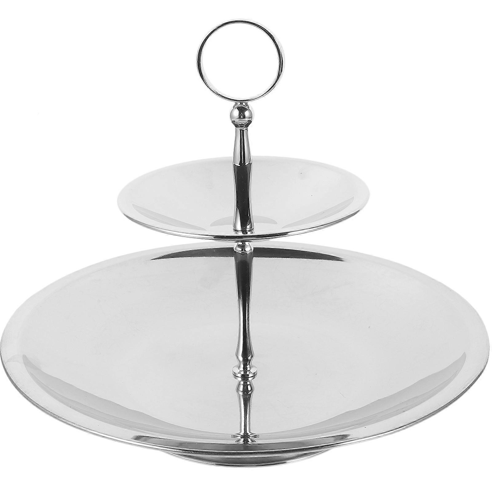 Silver Multi-Layer Fruit Tray Stainless Steel Snacks Serving Stand 3Pcs