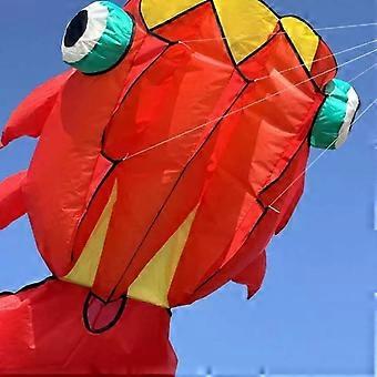 Vliegers voor kinderen en volwassenen, 10 meter lange Goldfish softvliegerset met een breedte van 1,3 meter en een hoogte van 3,5 meter, gemakkelijk te vliegen grote vliegerset voor beginners jongens en meisjes, inclusief lijn