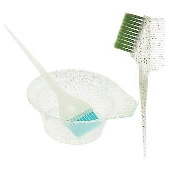 Kit prático com pincel e tigela para coloração de cabelo, ideal para salão de beleza.