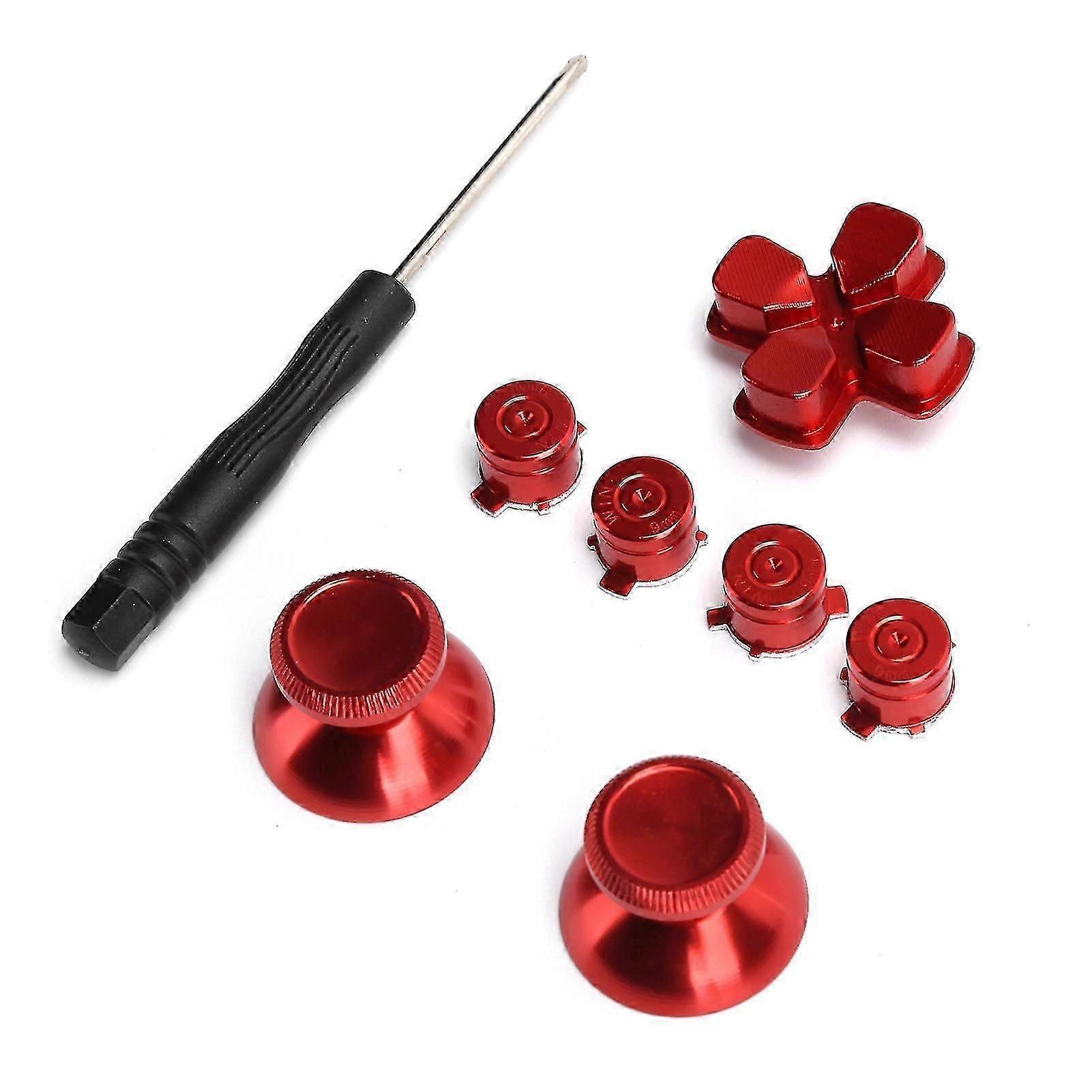 Metal Button Thumbstick Simulates Grip compatible with PS4 Gamepad Controller Joystick ReplacementRed-YM