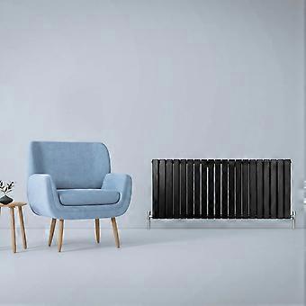 Designer Radiators 60 x 140cm Flat Panel Modern Central Heating Matt Black Horizontal Column Double