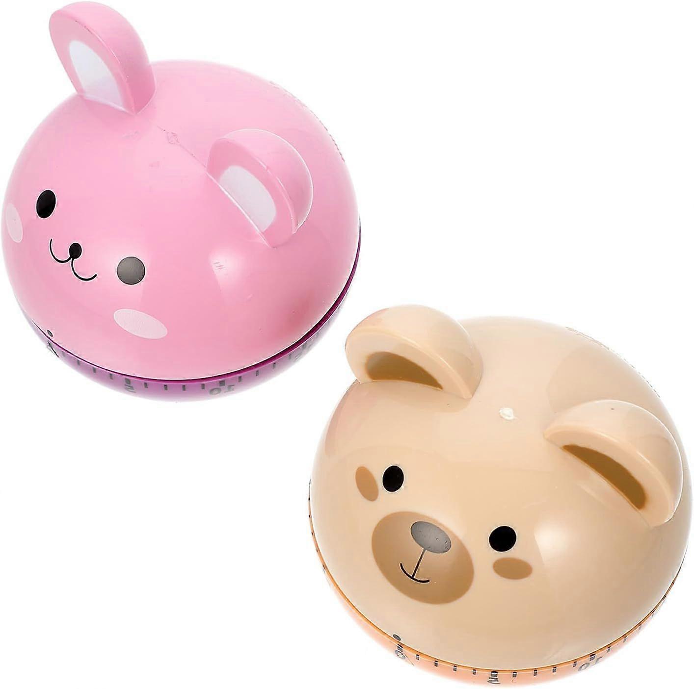 2pcs Mechanical Kitchen Timer Cartoon Preparation Countdown Reminder