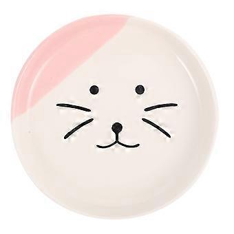 Keramik-Katzennapf, 1 Stück, flacher rosa Katzenfutterteller