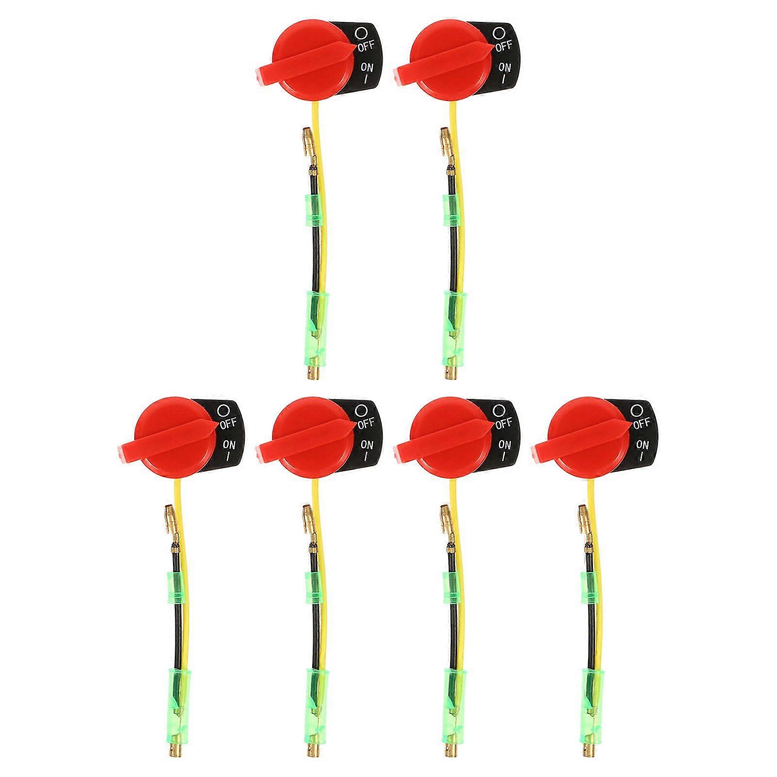 6pcs On Off Engine Stop Switch Engine Switch Generators Lawn Mower Supplies (Two Lines)
