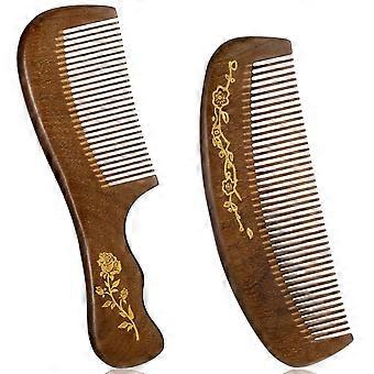 2 Pcs Wooden Comb, Bamboo Hair Comb Wide Tooth Brush for Men and Women Sandalwood Wooden C