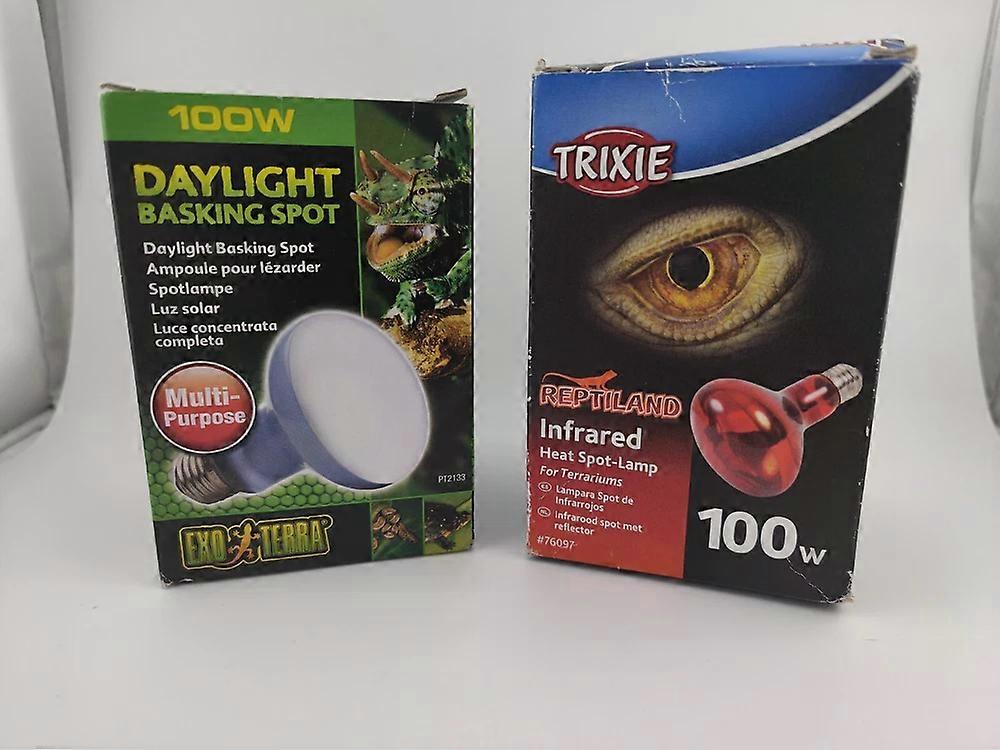 Infrared Heat Spot Lamp, 100 Watt And ExoTerra 100w Daylight Basking Spot