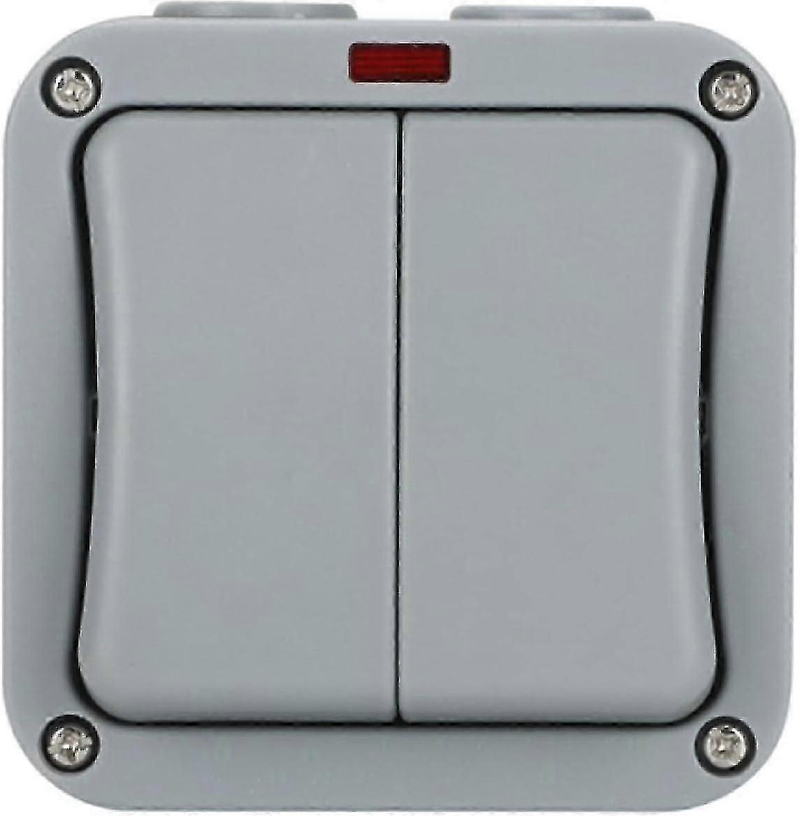 Weatherproof Switch Light Switch Ip65 Outdoor Double Switch Dust-proof Switch Outdoor Grey