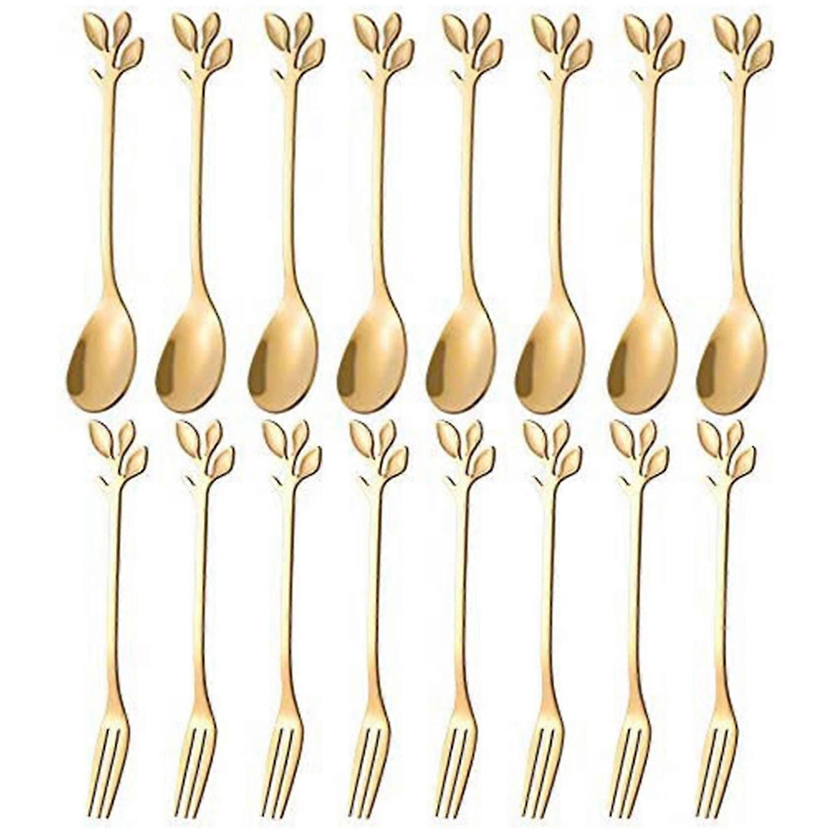 20pcs Dessert Spoon And Compatible Withk Set Creative Fruit Compatible Withk -gold
