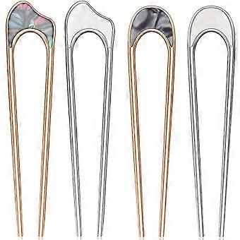 4 Pièces U En Forme d’Épingle à Cheveux Bâton Vintage Métal Épingle à Cheveux Pin Fourche Bâtons Cheveux Chignon Épingles Élégant Cheveux Baguettes U Forme Coiffe U Bâtons Pins Cheveux St