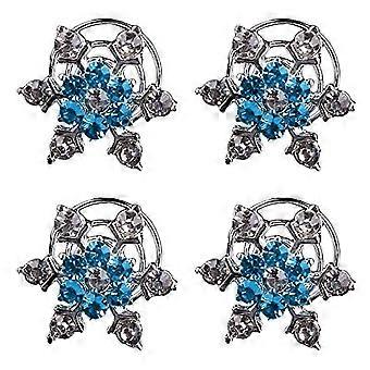 4pcs Crystal Snowflake Pearl Rhinestone Applique Embellishments For Buttons Brooches Crafts Jewelry Making Headband Dress Hair Clip Decoration