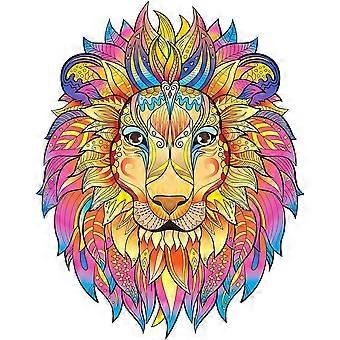 Wooden Jigsaw Puzzles Cool Lion Unique Shaped Jigsaw Puzzle, Wooden Animals Puzzle, Best Christmas Birthday Gift for Teens Adults, 144 Pieces, 8.3'' x