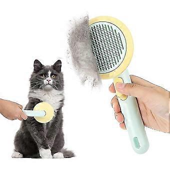 Cat And Dog Brush, Self-cleaning Dead Hair Brush With Smooth Handle And Cleaning Button, Grooming Brushes For Short And Long Hair Cats Dogs