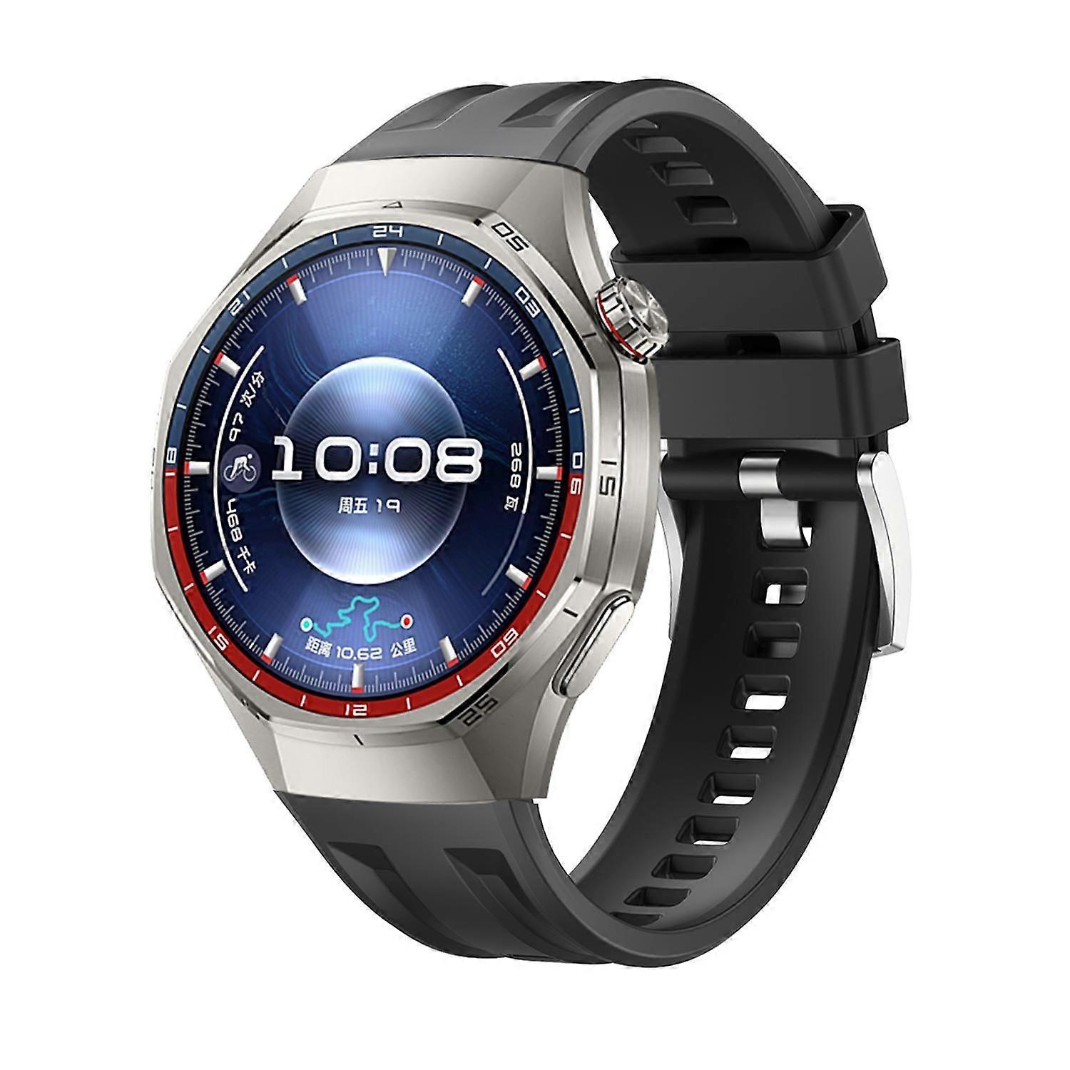 Silicone wristband for Huawei Watch GT 6 Pro, press button & seamless design, black