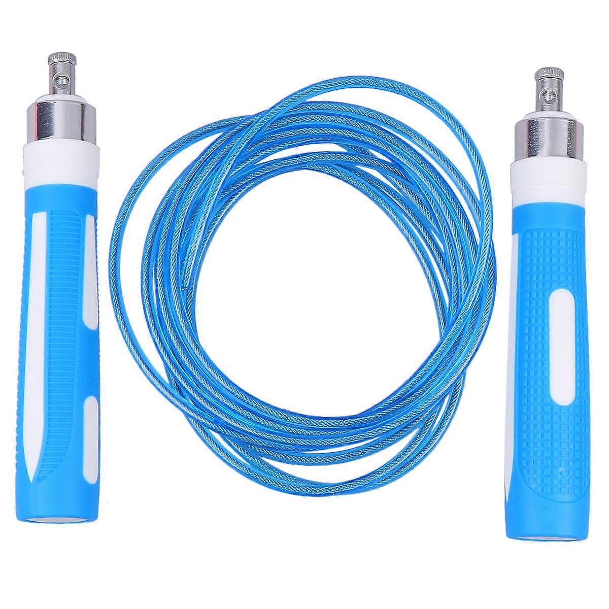 Corda de pular com rolamento e peso para exercícios, azul.