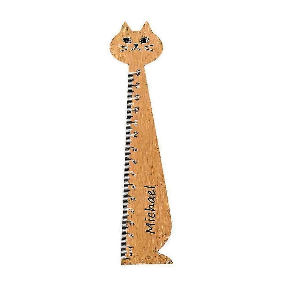 Cat Shape Solid Wood Ruler Office Cute School Supplies For