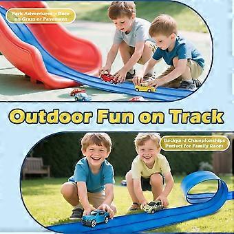 Flex Tracks 15 Ft Starter Set Flexible Race Track for Kids 3+, Flexible Car Track Race Car Ramp Track with Suction Cups
