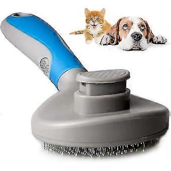 Spazzola per la toelettatura di animali domestici con pulsante autopulente, impugnatura ergonomica per cani, gatti e conigli - Spazzola per la rimozione del pelo e per il massaggio