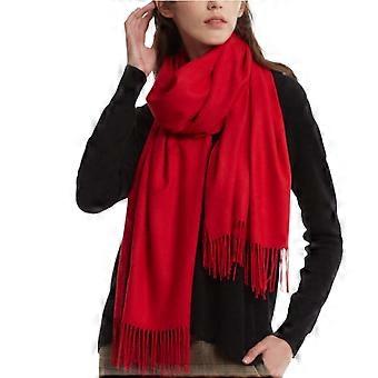 Evening Shawl for Women Warm Winter Scarf Wrap with Soft Tassel Hem Vibrant Red Style One Size