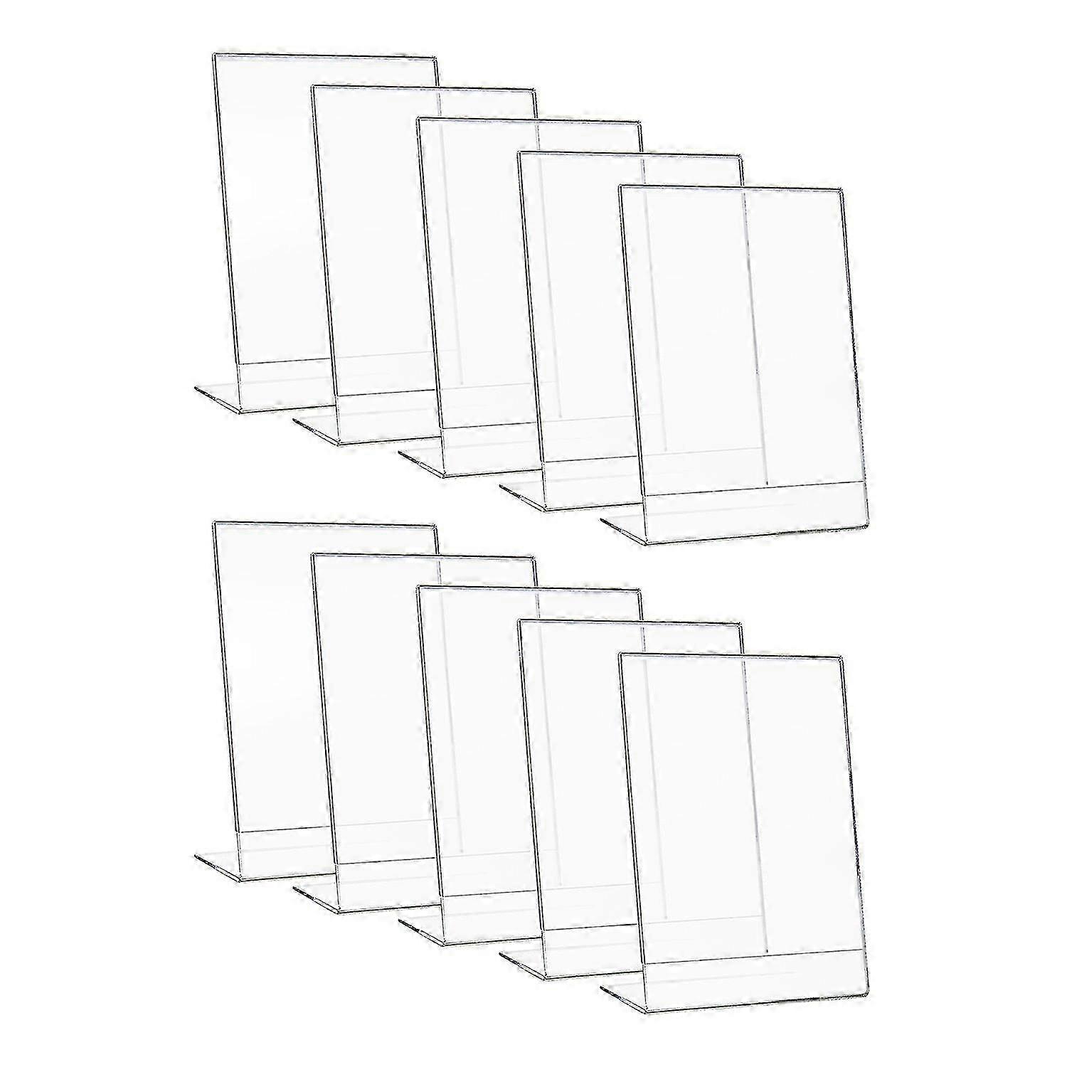 Angled Acrylic Table Display - 10 Pieces - A4 Portrait Format - Transparent