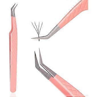 Højpræcisions pincet til vippeextensions med fiberspidser, professionel 45-graders tæt pincet, nanofiberspidser, velegnet til vippeextensions.