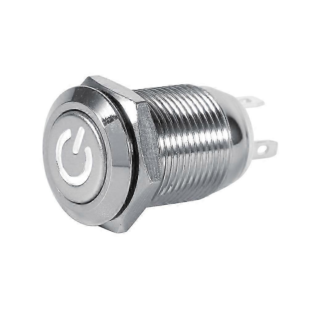 Momentary Waterproof 12mm Metal Push Button Switch with 3V White LED