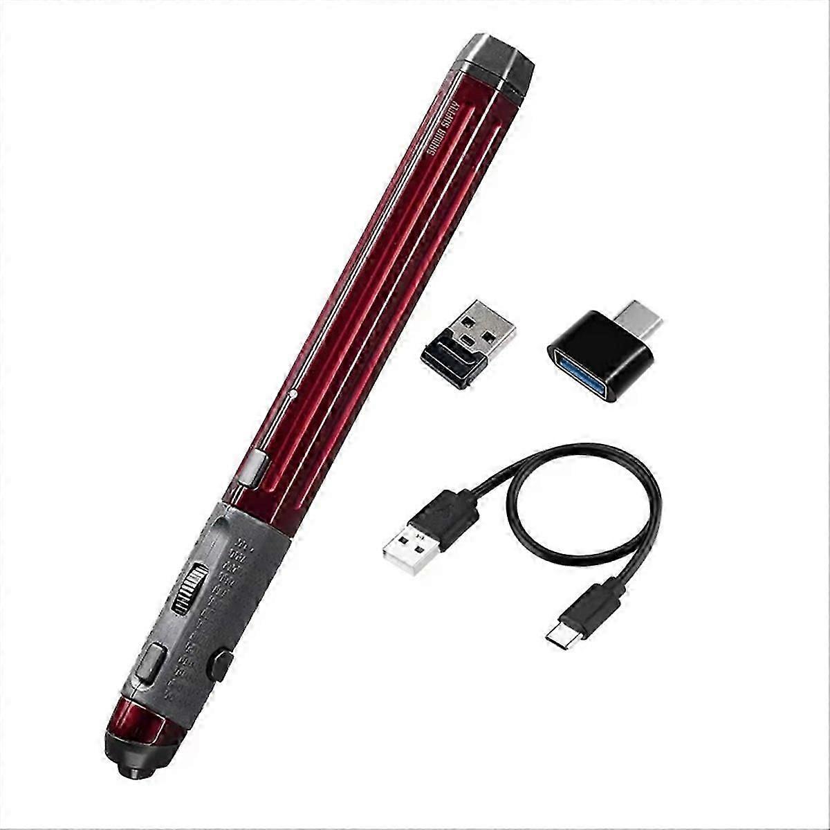 Wireless Mouse Bluetooth 3 Modes Charging Pen USB-A Type-c Red