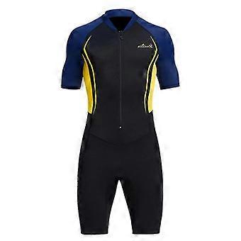 Short-Sleeve Front Zip Wetsuit in 1.5mm Neoprene for Diving Snorkeling and Water Sports Suitable for Men 2024 26-27