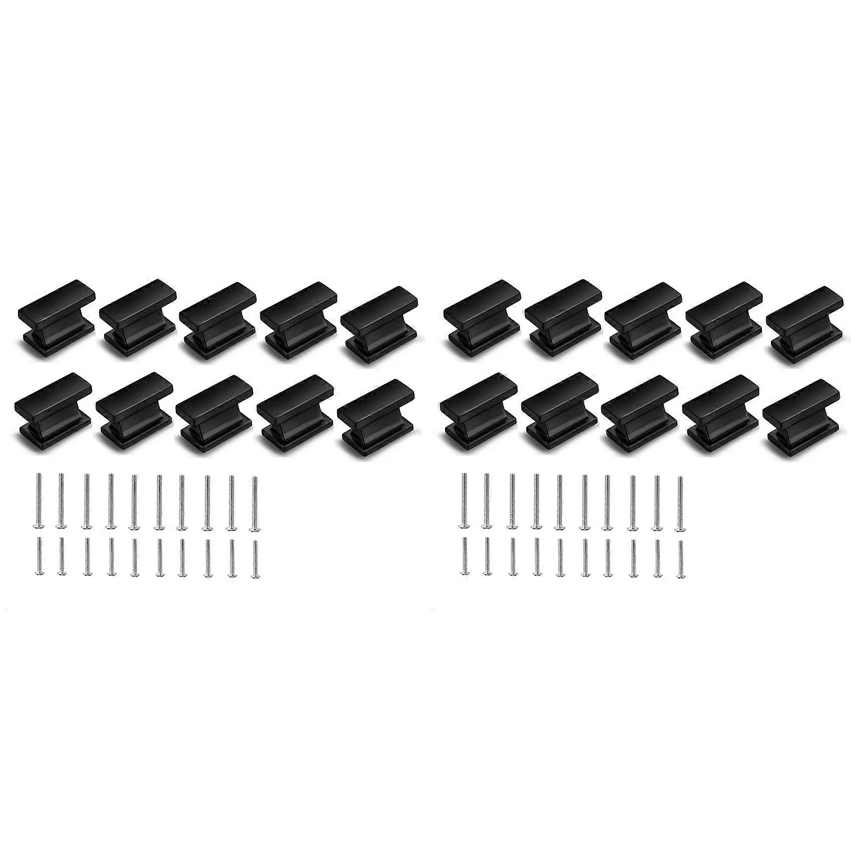 20 Pack Square Black Cabinet Knobs Drawer Dresser Knobs Cabinet Handles for Cupboard Bathroom Kitchen Cabinet Hardware