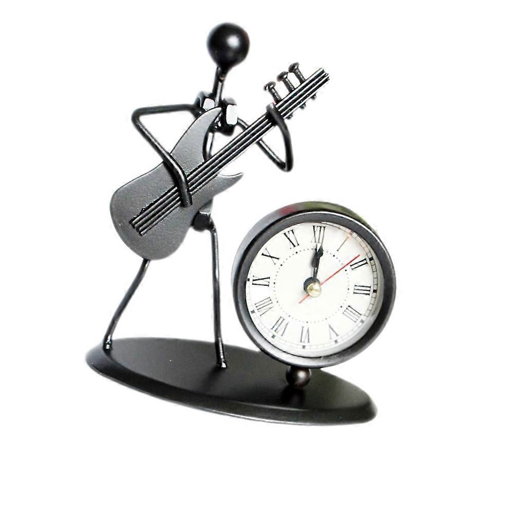 Creative Guitar Desktop Decoration Clock for Office Use Black