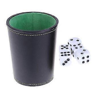 2 x Faux Leather Flannel Dice Cup with 5 Dice Bar KTV Entertainment Accessories