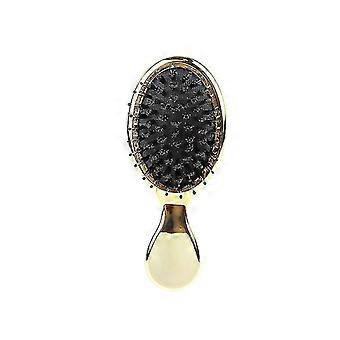 Boar Bristle Scalp Pad Brush Head Mini Comb Gold Handle Brush Air Massage Hair (2 pcs)-HH