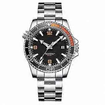 Men's Classic Stainless Steel Quartz Watch with Luminous Dial and Waterproof Case