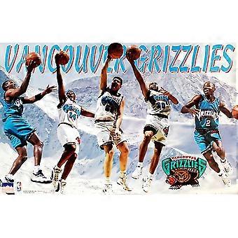 Quebra-cabeça vintage da equipe Vancouver Grizzlies de 1996, da NBA, com imagens de Shareef, "Big Country" e Blue. Código: ZRB212.