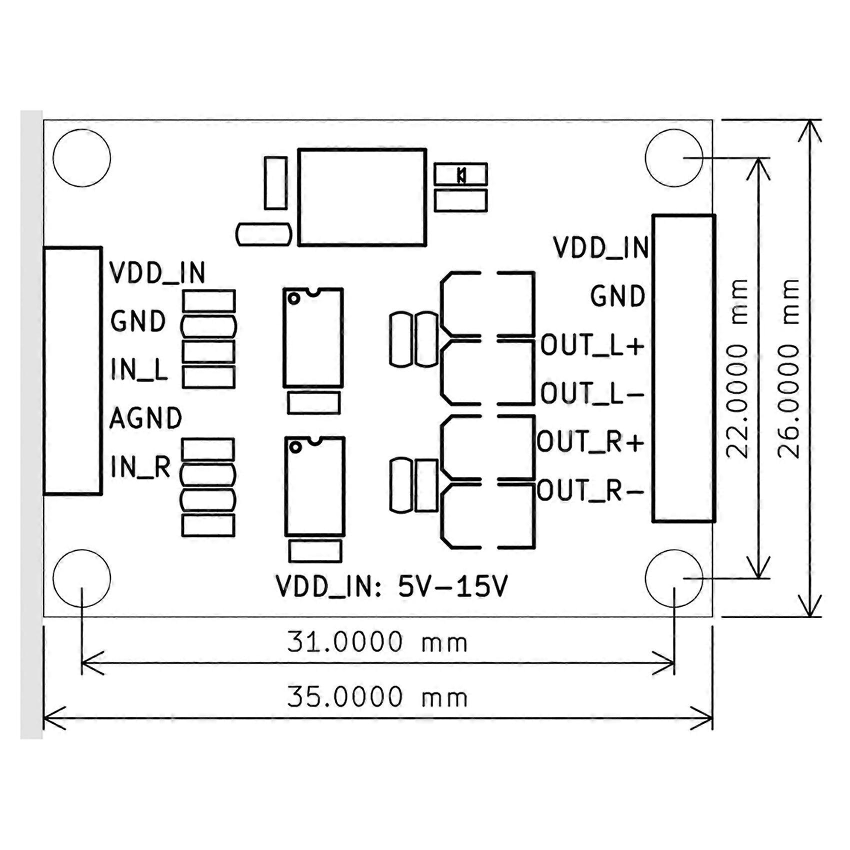 2X Audio Single-Ended Analog Input to Differential Balanced Analog Output Module Conversion Board Differential