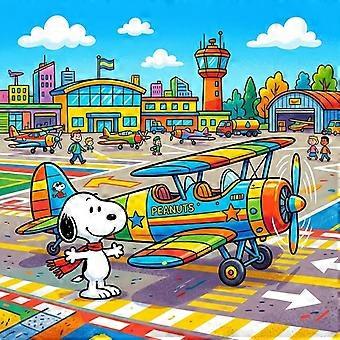 Snoopy's Rainbow Biplane Airport Jigsaw Puzzle Brain Teaser SX-474