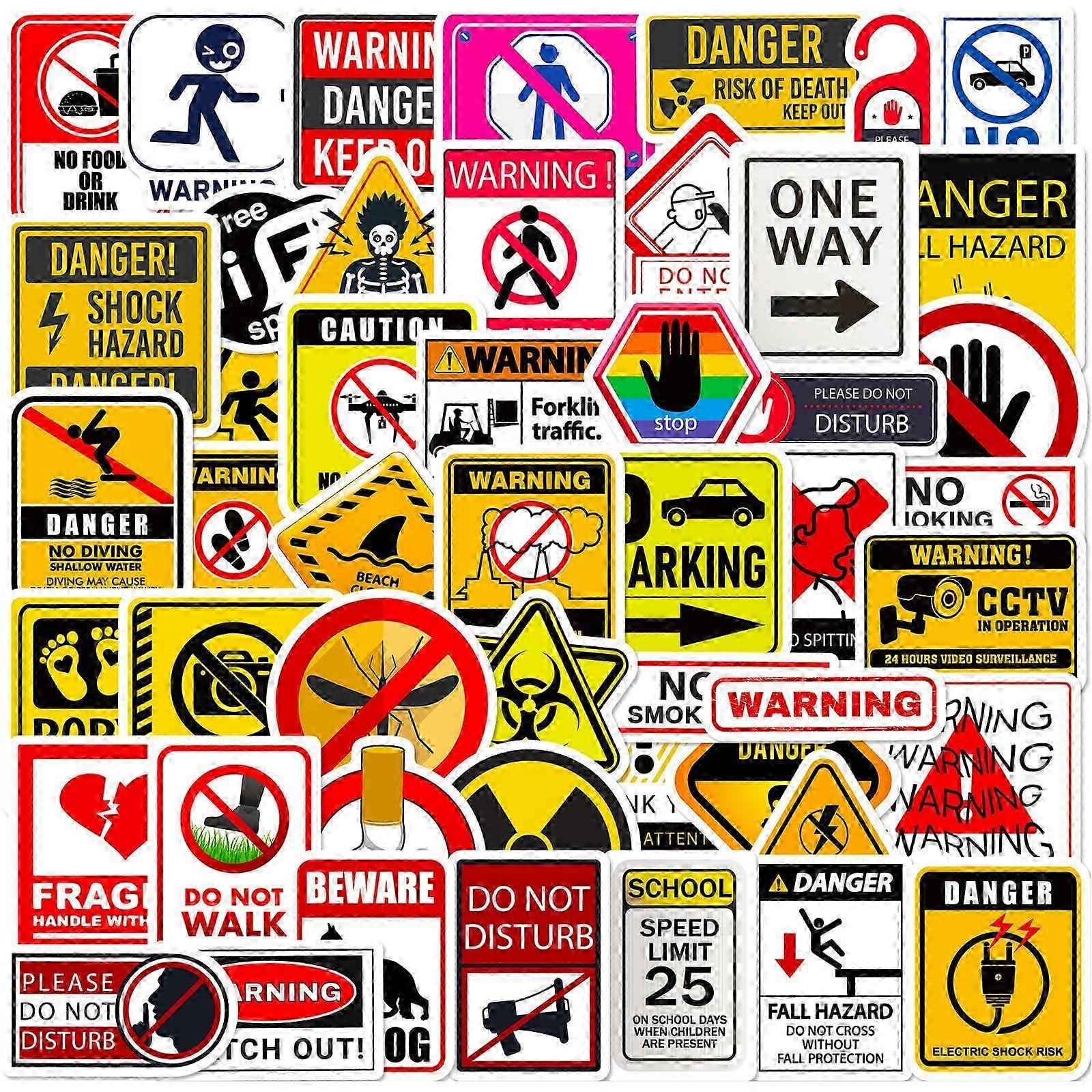 50 Pcs Realistic Caution Stickers