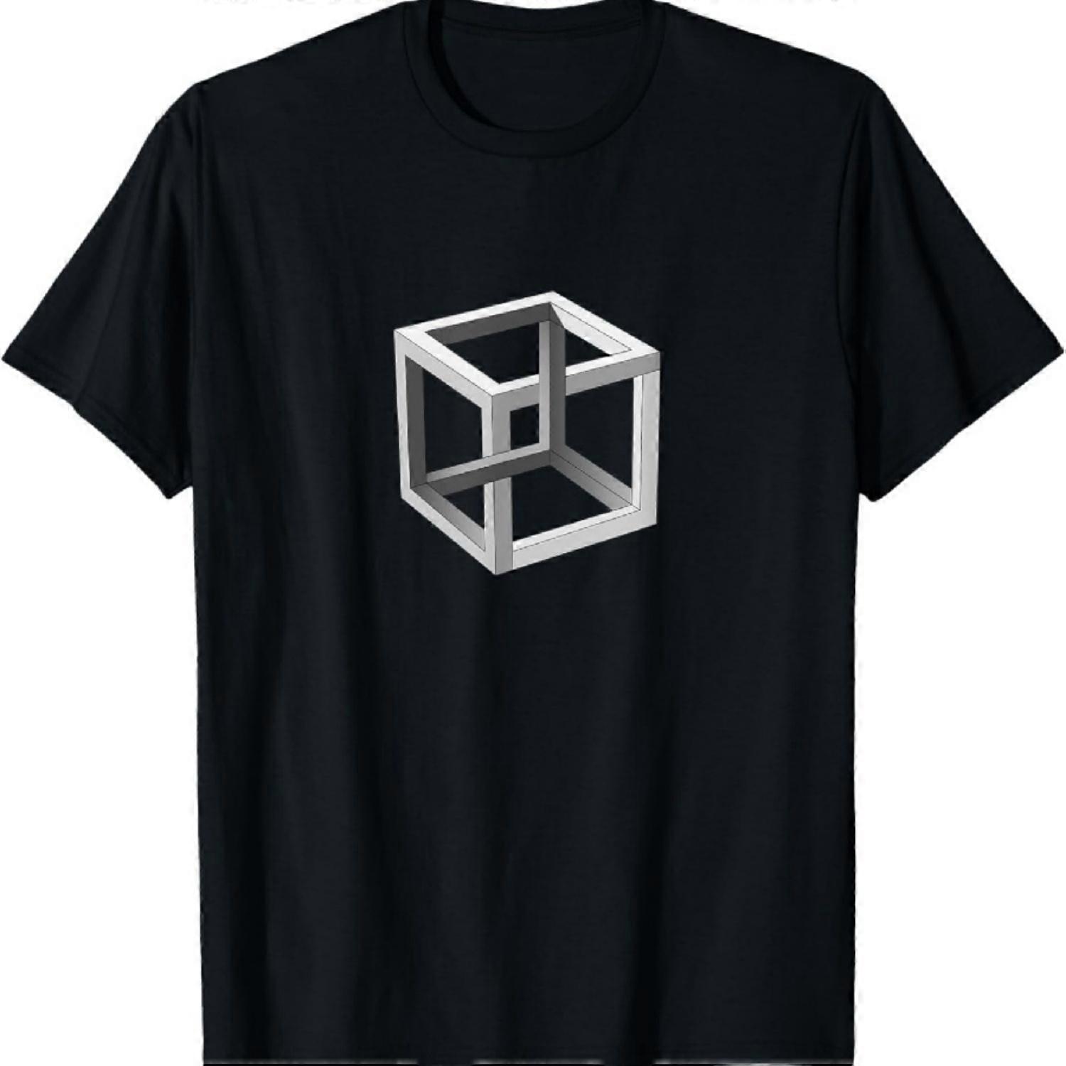 Geometric Cube Impossible Brain Bender Eye Trick Gift Tee T-Shirt