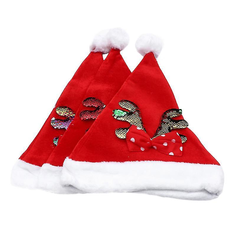 40X30cm Assorted Color Party Hats 3pcs Decorative Plush Christmas Hats Christmas Party Decorative Ph