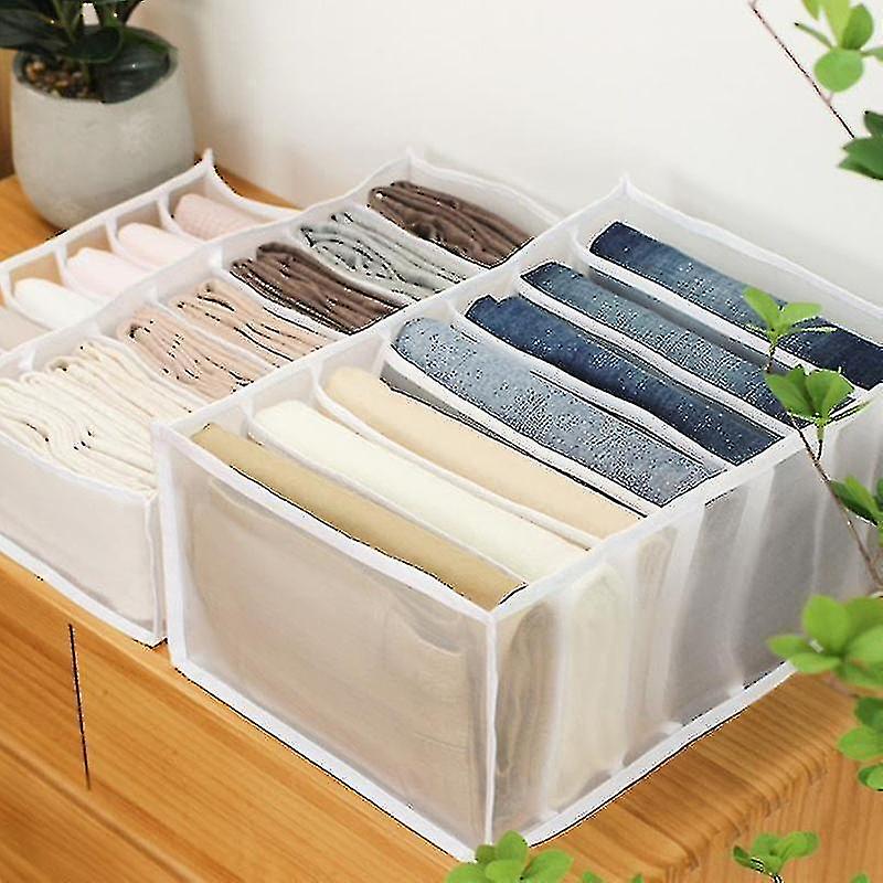 7 Grids Washable Wardrobe Clothes Organizer, Jeans Compartment Storage Box